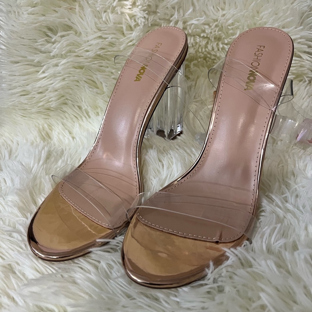 Fashion Nova Glass Slipper Blocked Heal